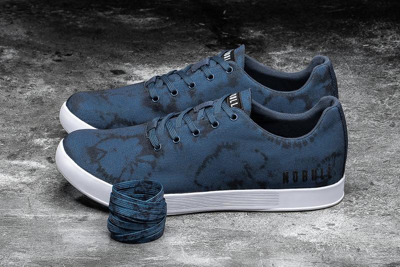 Men's Nobull Tie-Dye Canvas Trainers Navy | SG B2375E